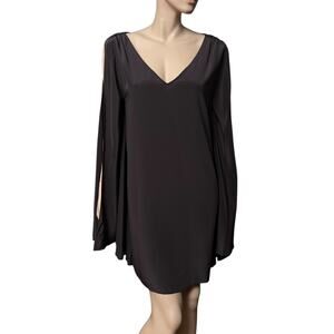 NEW Jay Godfrey 100% Silk V-Neckline Open Sleeves Dress Size 8 in Chocolate